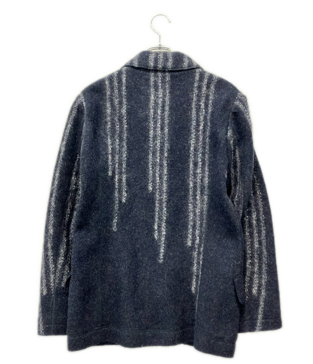 Alexander McQueen ウールモヘヤ混 シャギー ストライプ テーラードジャケット メンズ SIZE S アレキサンダーマックイーン