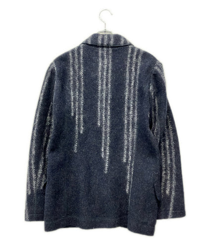 Alexander McQueen ウールモヘヤ混 シャギー ストライプ テーラードジャケット メンズ SIZE S アレキサンダーマックイーン