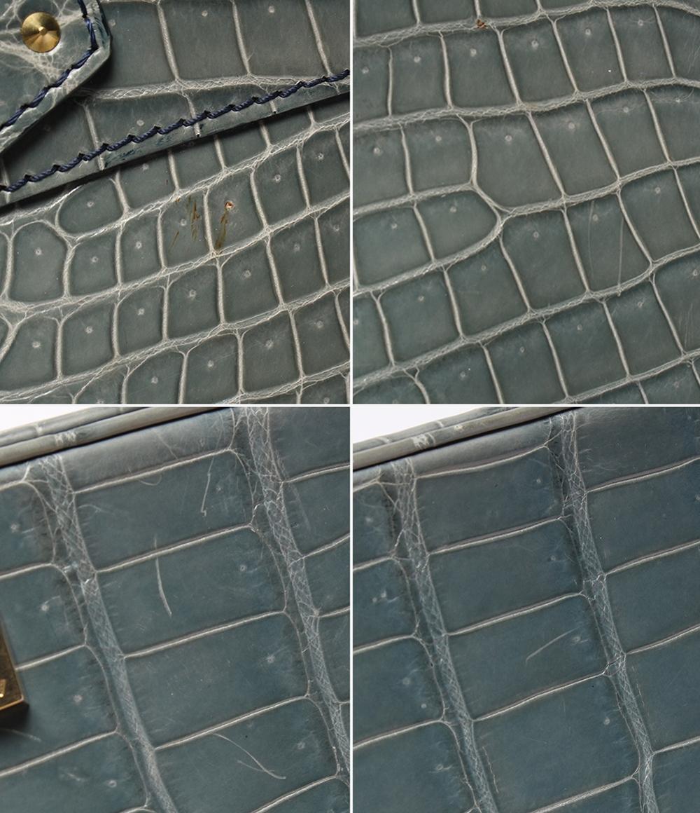 LOUIS VUITTON ハンドバッグ エキゾチックレザー クロコ ブルーグレー