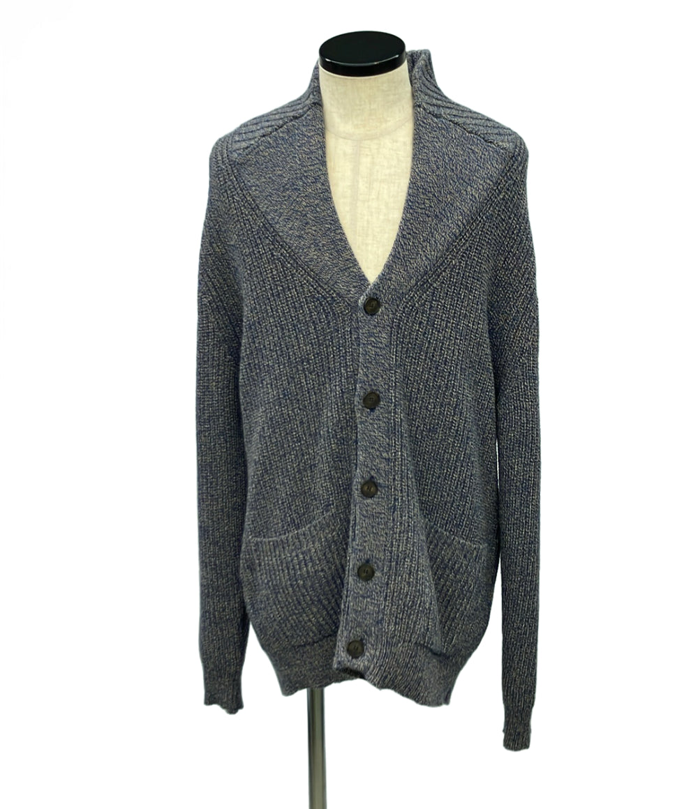 美品 HACKETT LONDON 長袖カーディガン ブルー×ベージュ メンズ SIZE XL ハケットロンドン