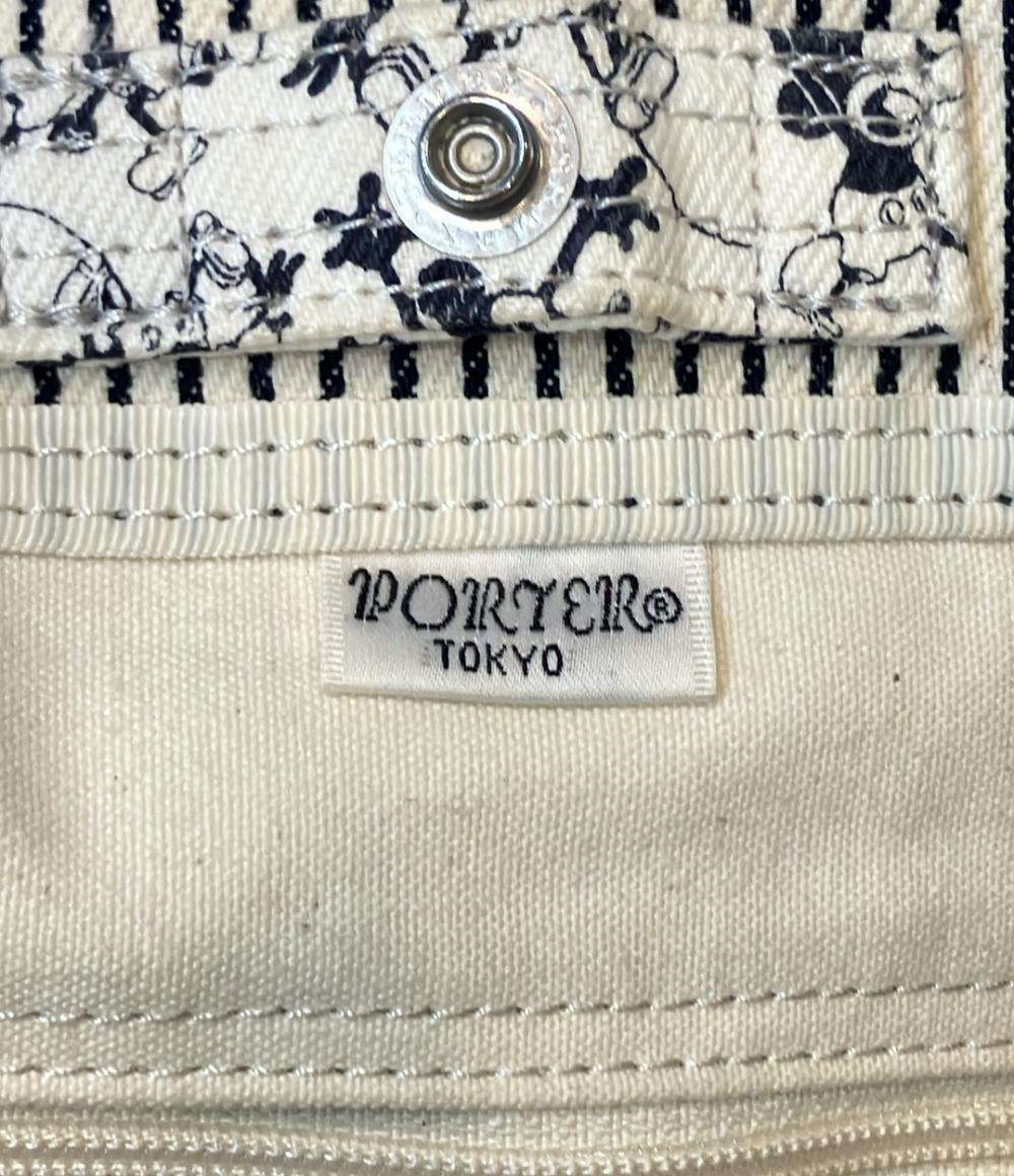 PORTER トートバッグ 肩掛け ミッキーコラボ ストライプ柄 レディース ポーター