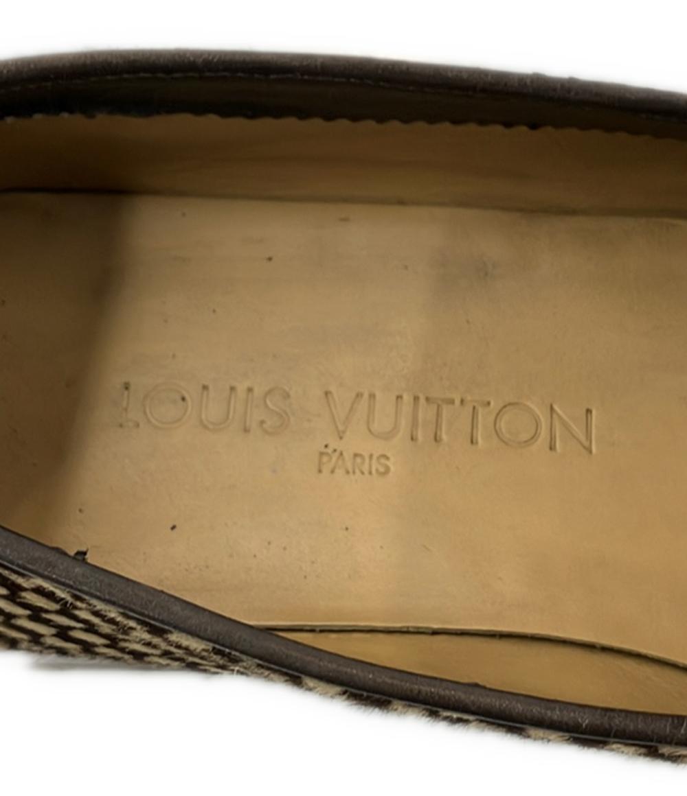 ルイ・ヴィトン スリッポン ローファー スクエアトゥ ダミエ ハラコ BA0052 メンズ SIZE 6 1/2 (S) LOUIS VUITTON