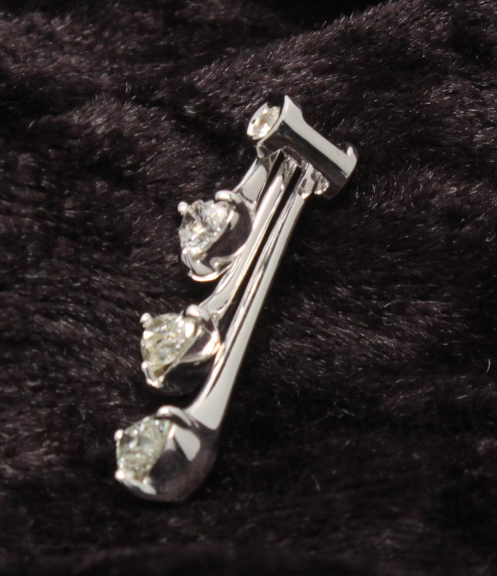 美品 ペンダントトップ K18WG ハートカットダイヤ 0.60ct 0.02ct レディース
