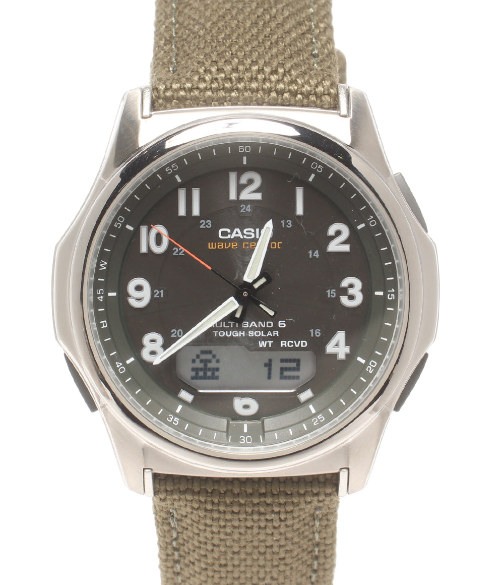 美品 CASIO 腕時計 ウェーブセプター ソーラー ブラック WVA-M630 メンズ カシオ