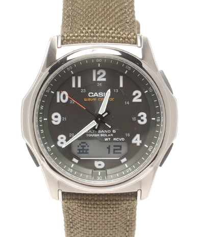 美品 CASIO 腕時計 ウェーブセプター ソーラー ブラック WVA-M630 メンズ カシオ