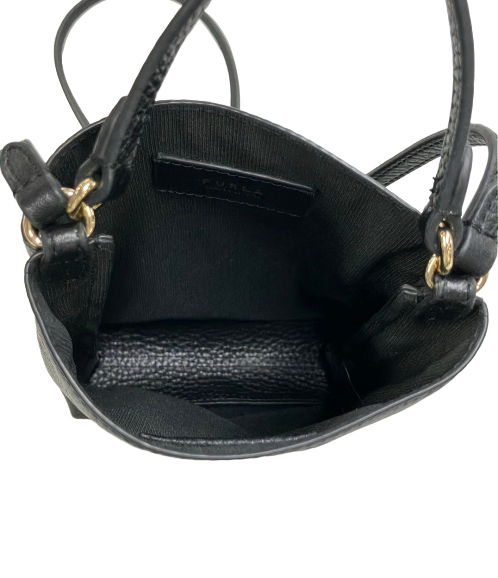【極美品】フルラ ショルダーバッグ 2way 黒 メッシュ レザー ポーチ Furla ショルダーバッグ ポシェット スマホショルダー 2WAY 斜め掛け