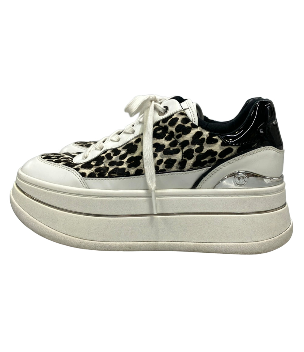 MICHAEL KORS ローカット厚底スニーカー ヘイズ レオパードプリント カーフヘア 43T4HYFS1H レディース SIZE US 7.5 マイケルコース