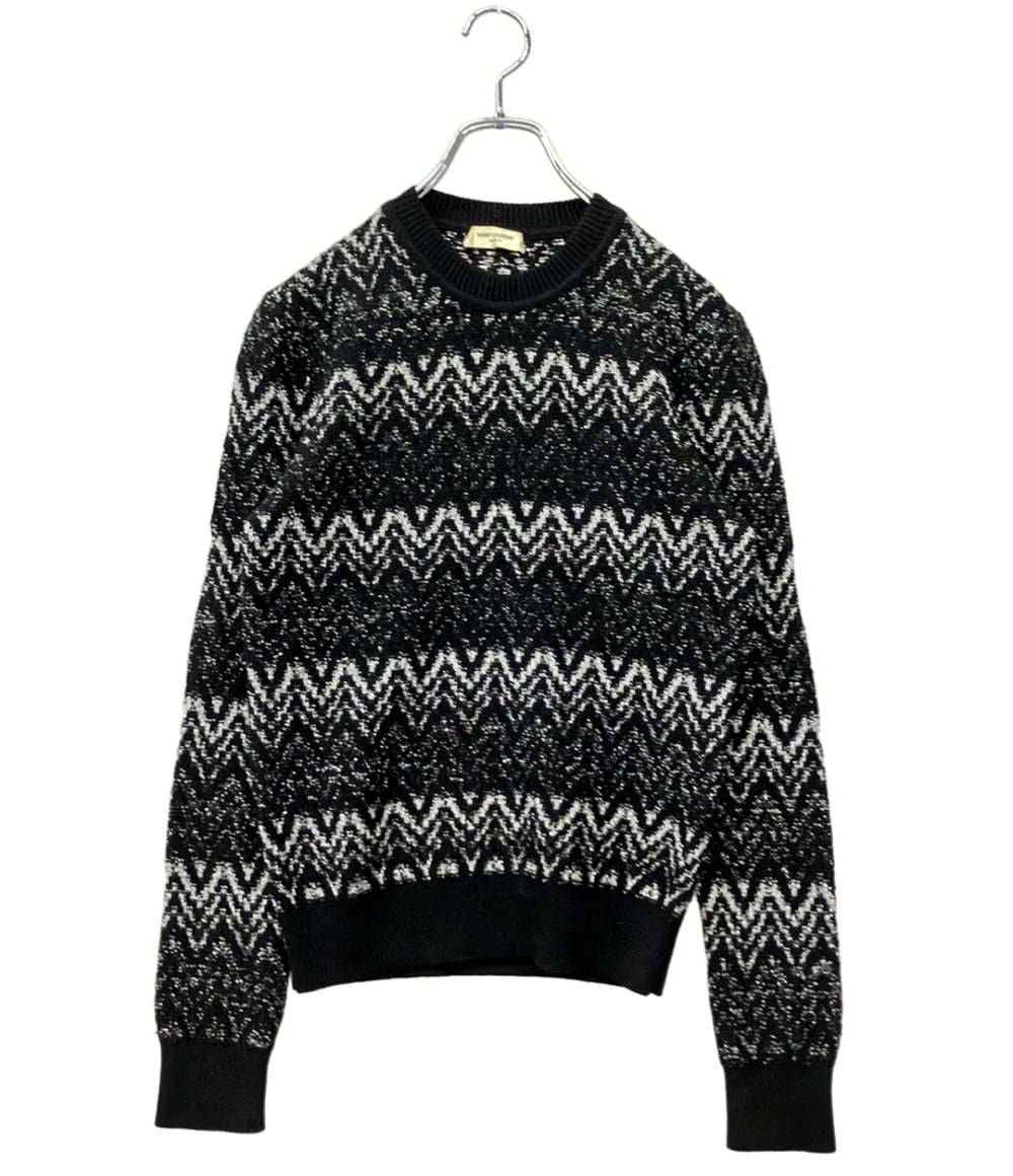 SAINT LAURENT 長袖ニット 光沢 ジグザグデザイン セーター 18AW 529734 メンズ SIZE S サンローラン