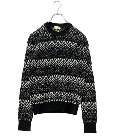 SAINT LAURENT 長袖ニット 光沢 ジグザグデザイン セーター 18AW 529734 メンズ SIZE S サンローラン