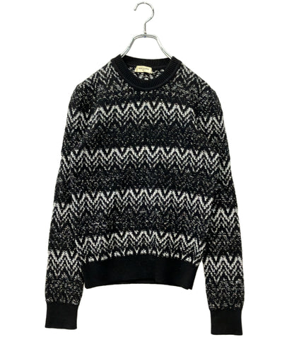 SAINT LAURENT 長袖ニット 光沢 ジグザグデザイン セーター 18AW 529734 メンズ SIZE S サンローラン