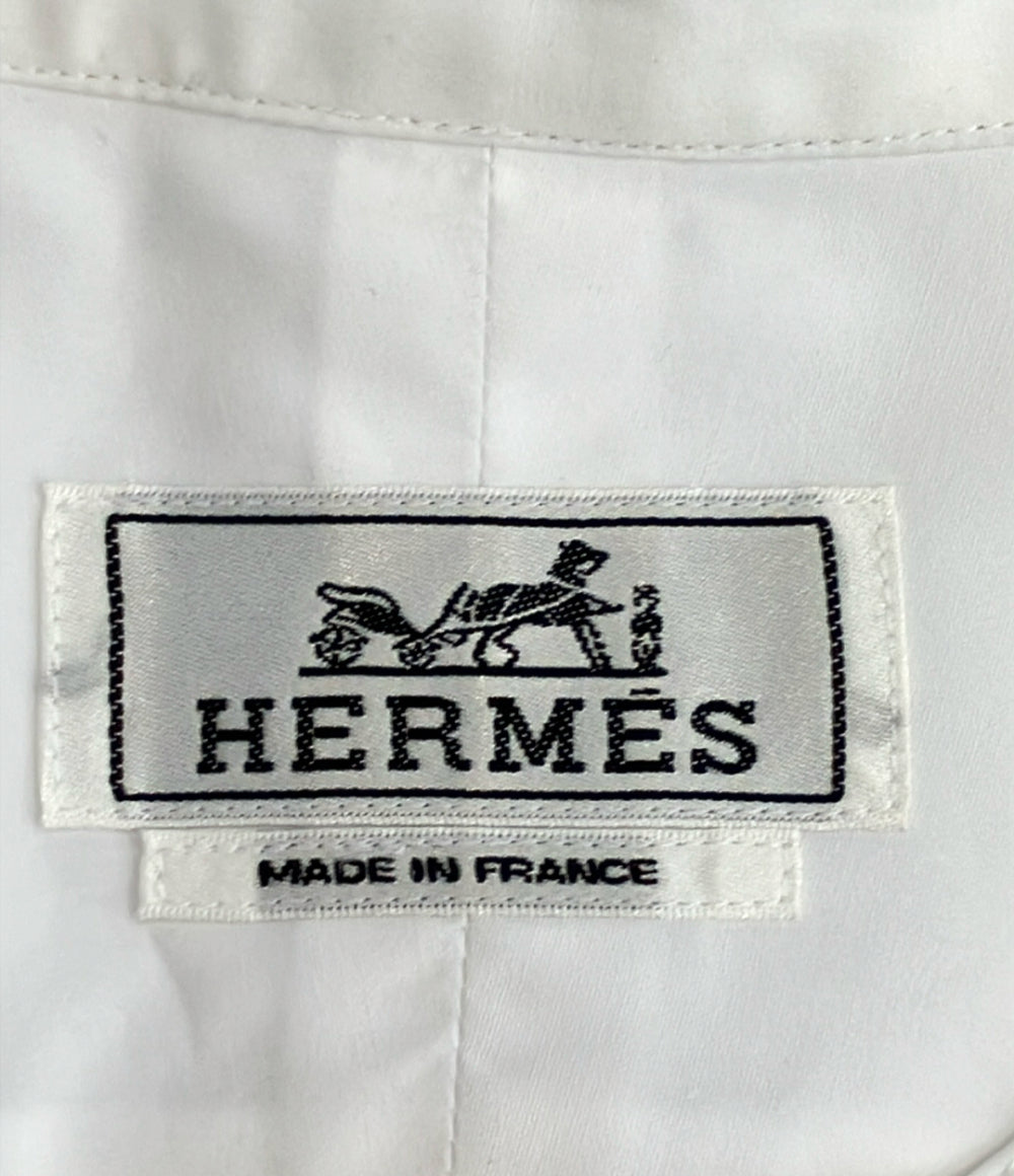 HERMES 長袖 バンドカラー シャツ H556310H1 メンズ SIZE 42 (M) エルメス