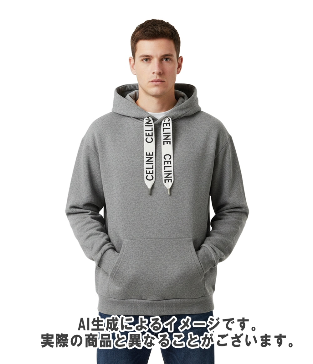 セリーヌCELINEルーズフーディーコットンフリースパーカー黒　箱付き CELINE パーカー スウェット ルーズ フーディー コットンフリース 長袖