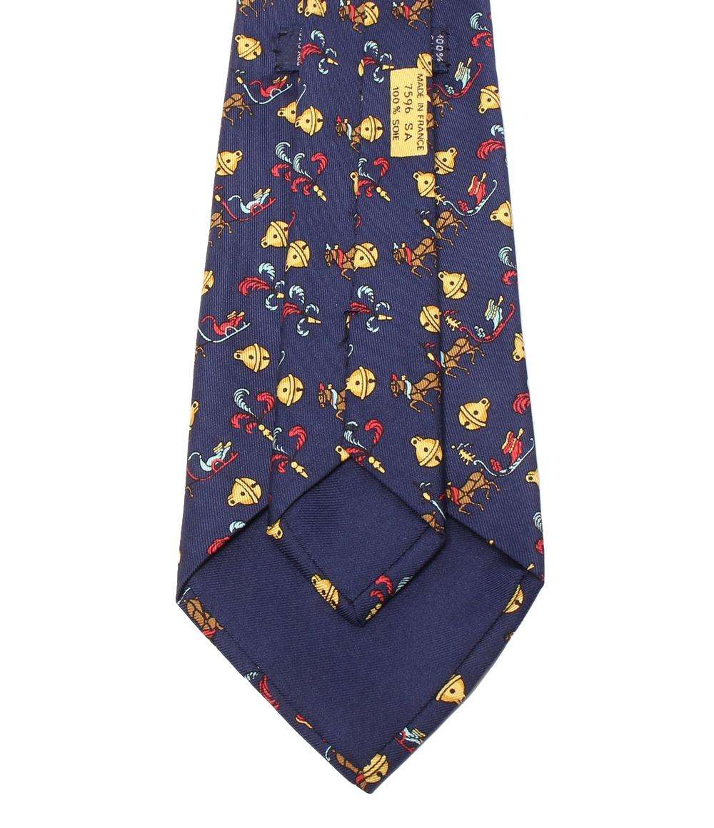 美品 エルメス ネクタイ シルク100％ 馬 鈴柄 メンズ HERMES