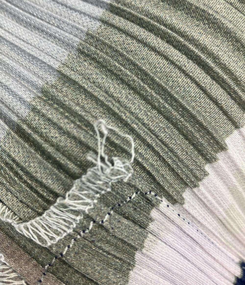 PLEATS PLEASE ノースリーブワンピース 18AW 総柄 幾何学模様 ロング丈 シャツ チュニック プリーツ PP83-JE743 レディース SIZE 3 (L)