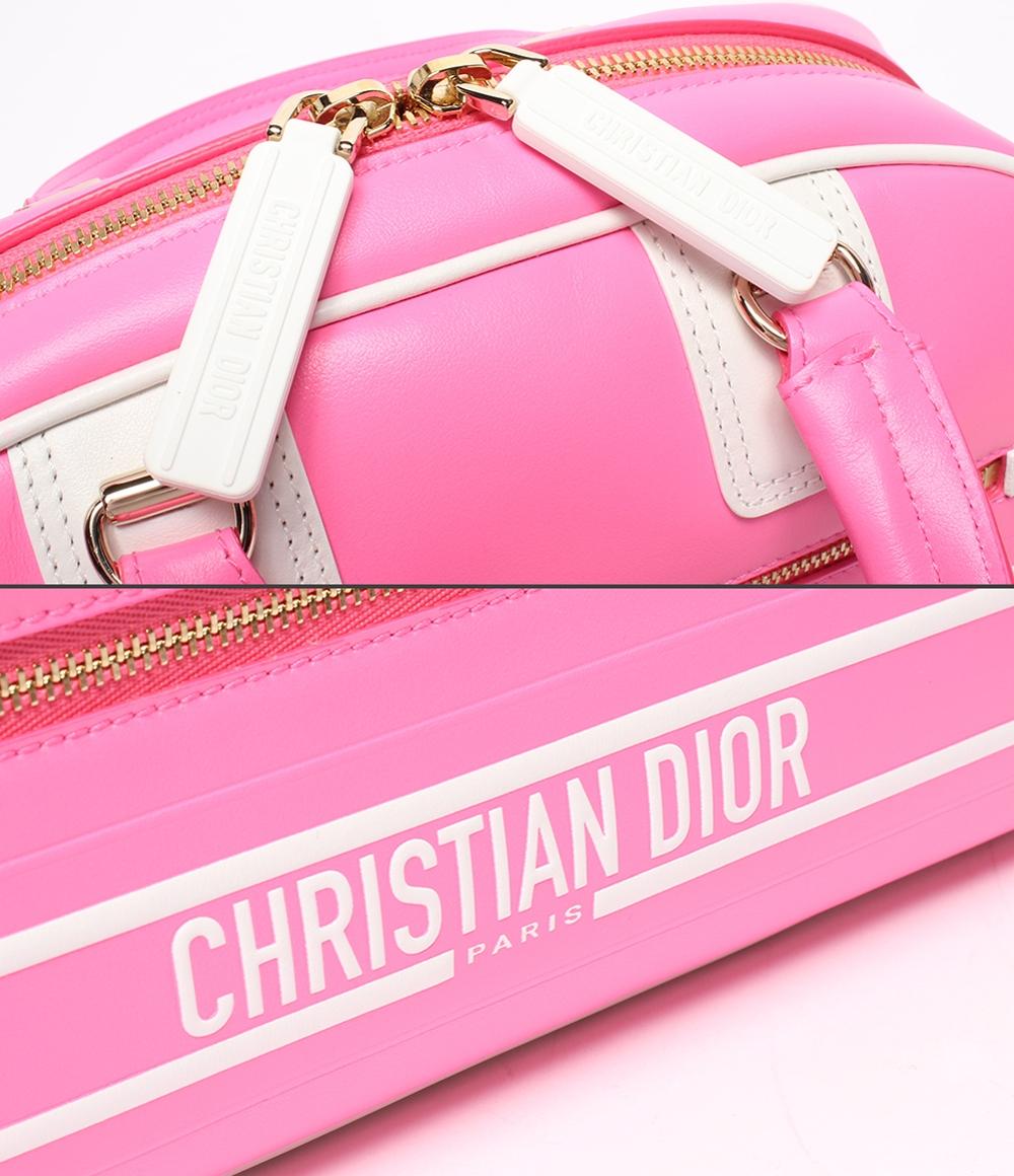 美品 クリスチャンディオール 2way ハンドバッグ ショルダーバッグ 肩掛け D-Vibe ボウリングバッグ レディース Christian Dior