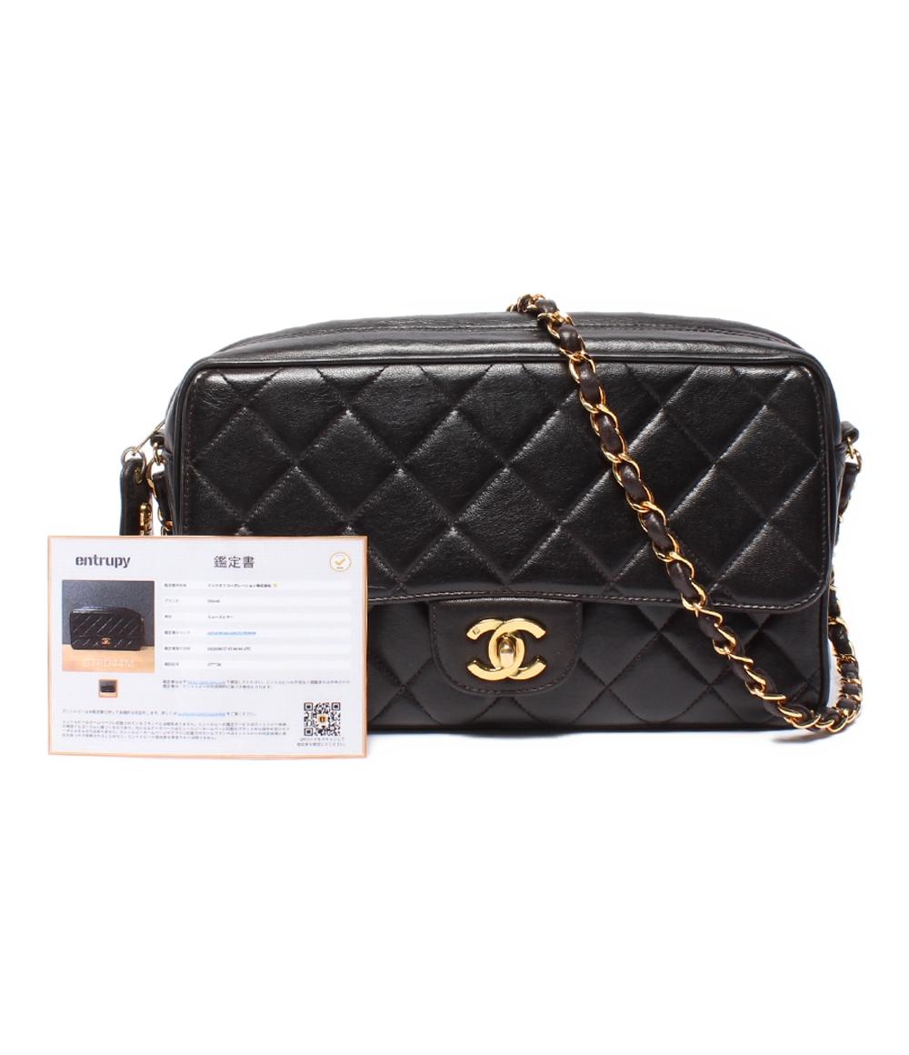 CHANEL チェーンショルダーバッグ シングルチェーン 斜め掛け 肩掛け ゴールド金具 ラムスキン レディース シャネル