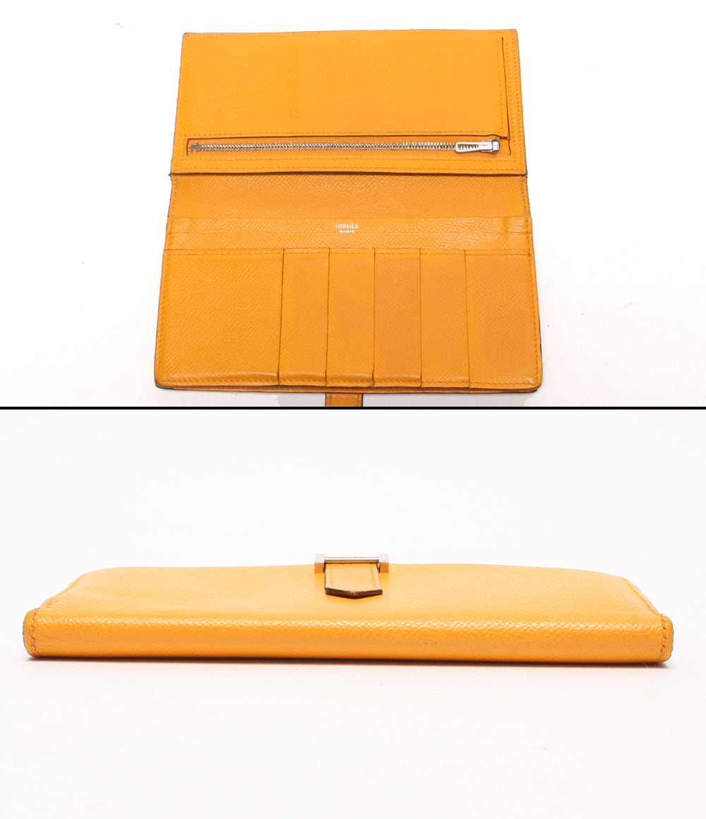 HERMES 長財布 □P刻印 シルバー金具 ヴォーエプソン ベアンスフレ レディース エルメス