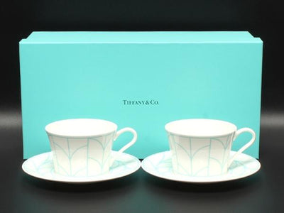 美品 ティファニー カップ＆ソーサー 2客セット ペア ウィートリーフ TIFFANY&Co.
