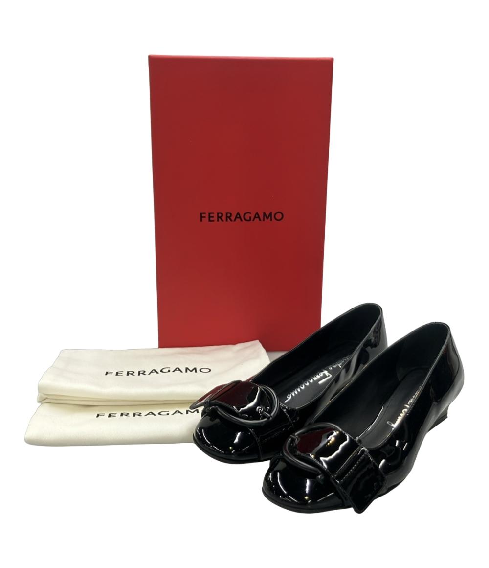 Salvatore Ferragamo ラウンドトゥエナメルパンプス レディース SIZE 5 22.5 サルヴァトーレフェラガモ