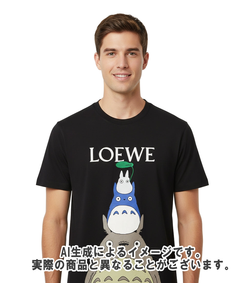 LOEWE ジブリ コラボ トトロ グラフィック Tシャツ 黒 LOEWE 半袖Tシャツ x スタジオジブリ となりのトトロ コラボTシャツ