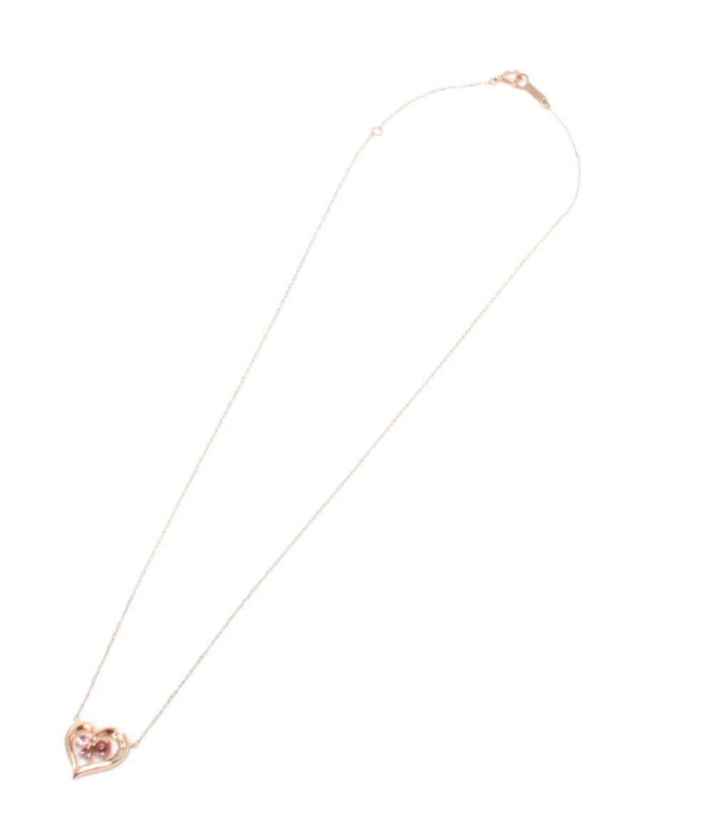 美品 4℃ ネックレス K10 ピンクサファイア ピンクトルマリン ハートモチーフ レディース ヨンドシー