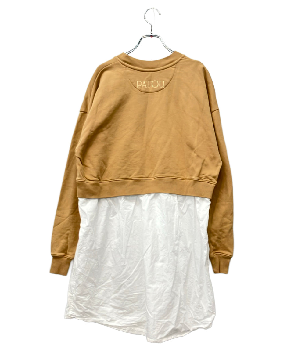 PATOU 長袖ワンピース スウェット 白シャツ ドッキング レイヤード 22A-JE055-9989 レディース SIZE XS パトゥ