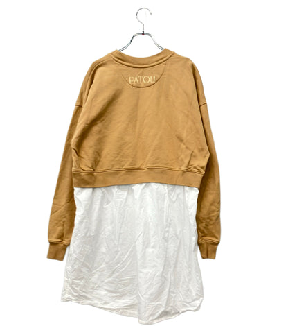 PATOU 長袖ワンピース スウェット 白シャツ ドッキング レイヤード 22A-JE055-9989 レディース SIZE XS パトゥ