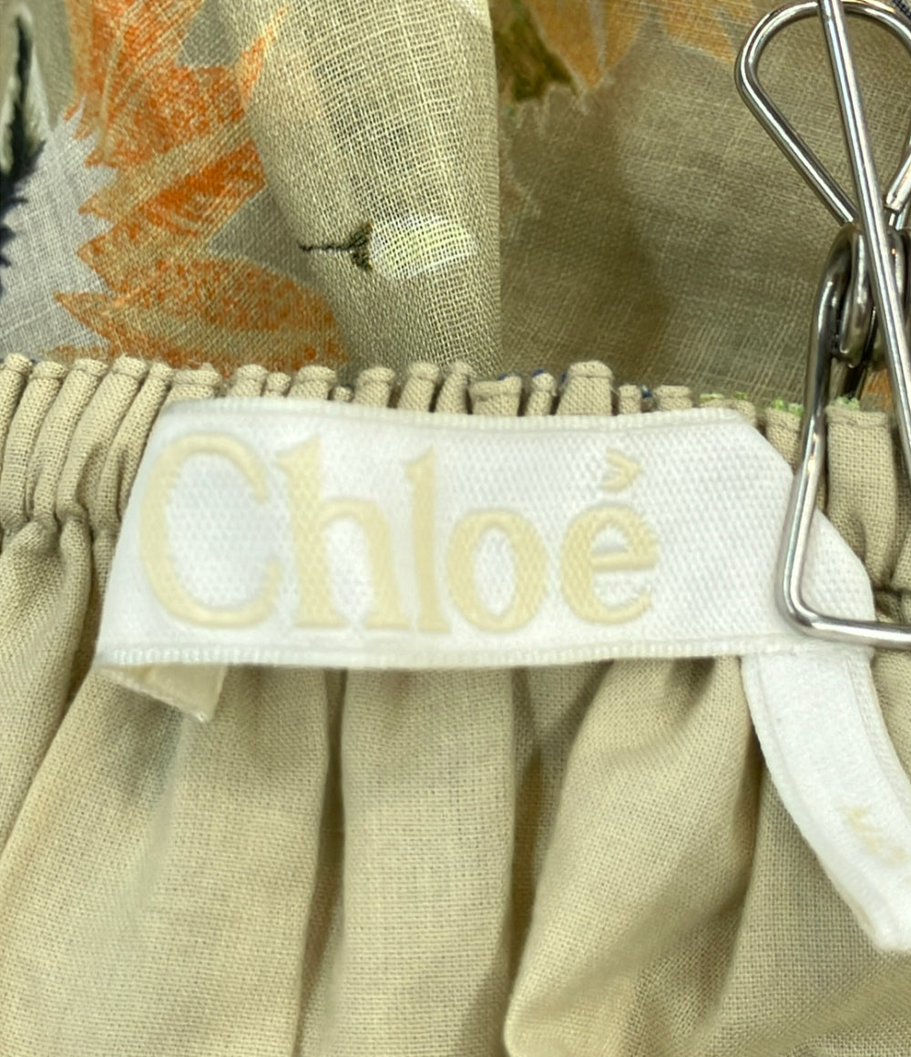 美品 Chloe フローラルプリント リネンワンピース レディース SIZE 34 (XS) クロエ