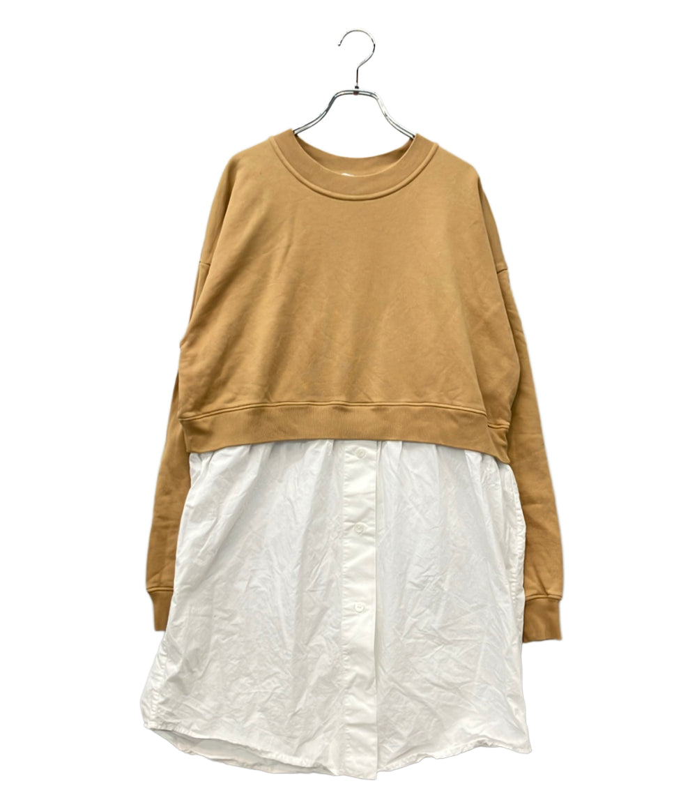 PATOU 長袖ワンピース スウェット 白シャツ ドッキング レイヤード 22A-JE055-9989 レディース SIZE XS パトゥ
