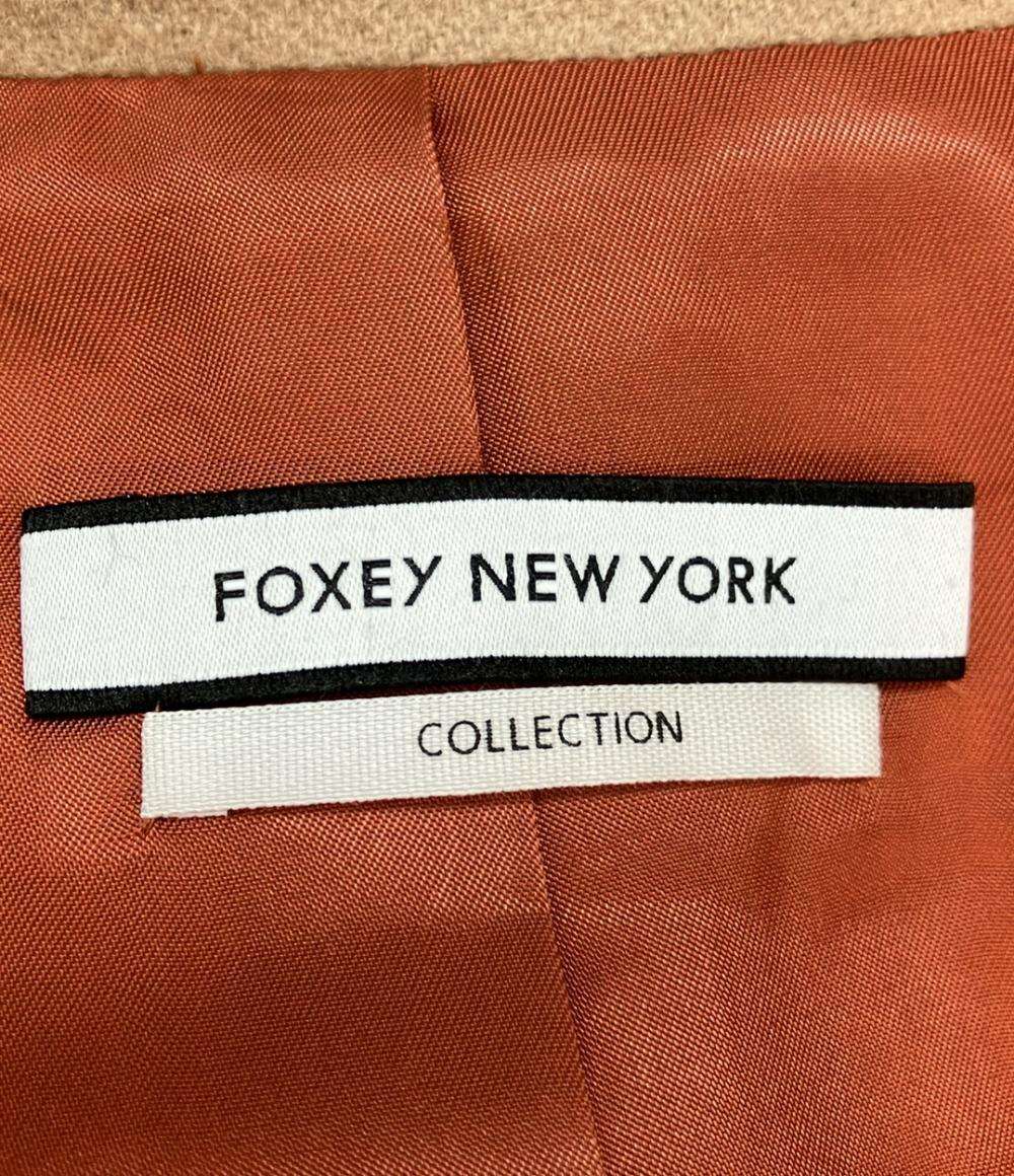 FOXEY NEW YORK COLLECTION ロングコート カシミヤ ダブルボタン キャメル  大きめの襟 フィット フレア 38940-MACFN102T レディース SIZE 40 (M)