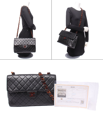 CHANEL チェーンショルダーバッグ 肩掛け 斜め掛け ゴールド金具 4番台 デカマトラッセ シングルチェーン シングルフラップ レディース シャネル