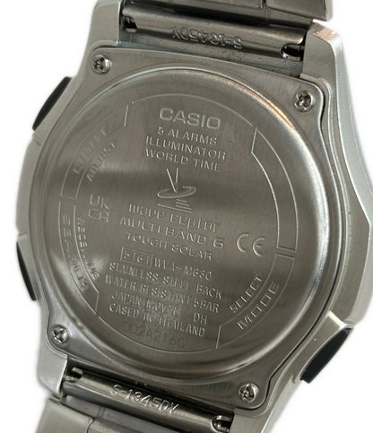 美品 CASIO 腕時計 ウェーブセプター wavecepter ソーラー ネイビー WVA-M630 メンズ カシオ