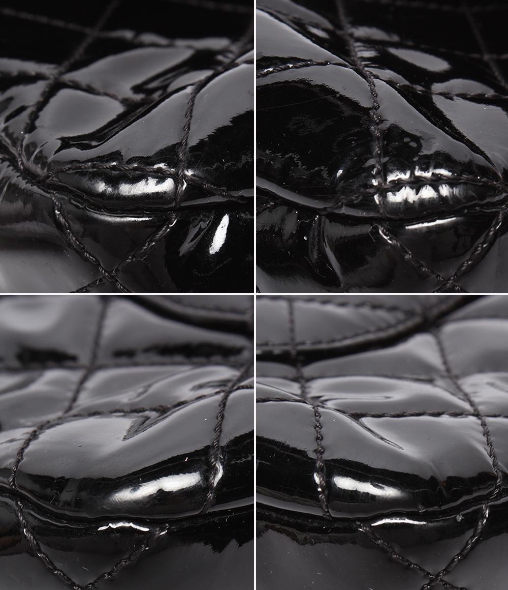 CHANEL チェーンショルダーバッグ ダブルチェーン シングルフラップ シルバー金具 パテントレザー マトラッセ エナメル レディース シャネル