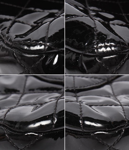 CHANEL チェーンショルダーバッグ ダブルチェーン シングルフラップ シルバー金具 パテントレザー マトラッセ エナメル レディース シャネル