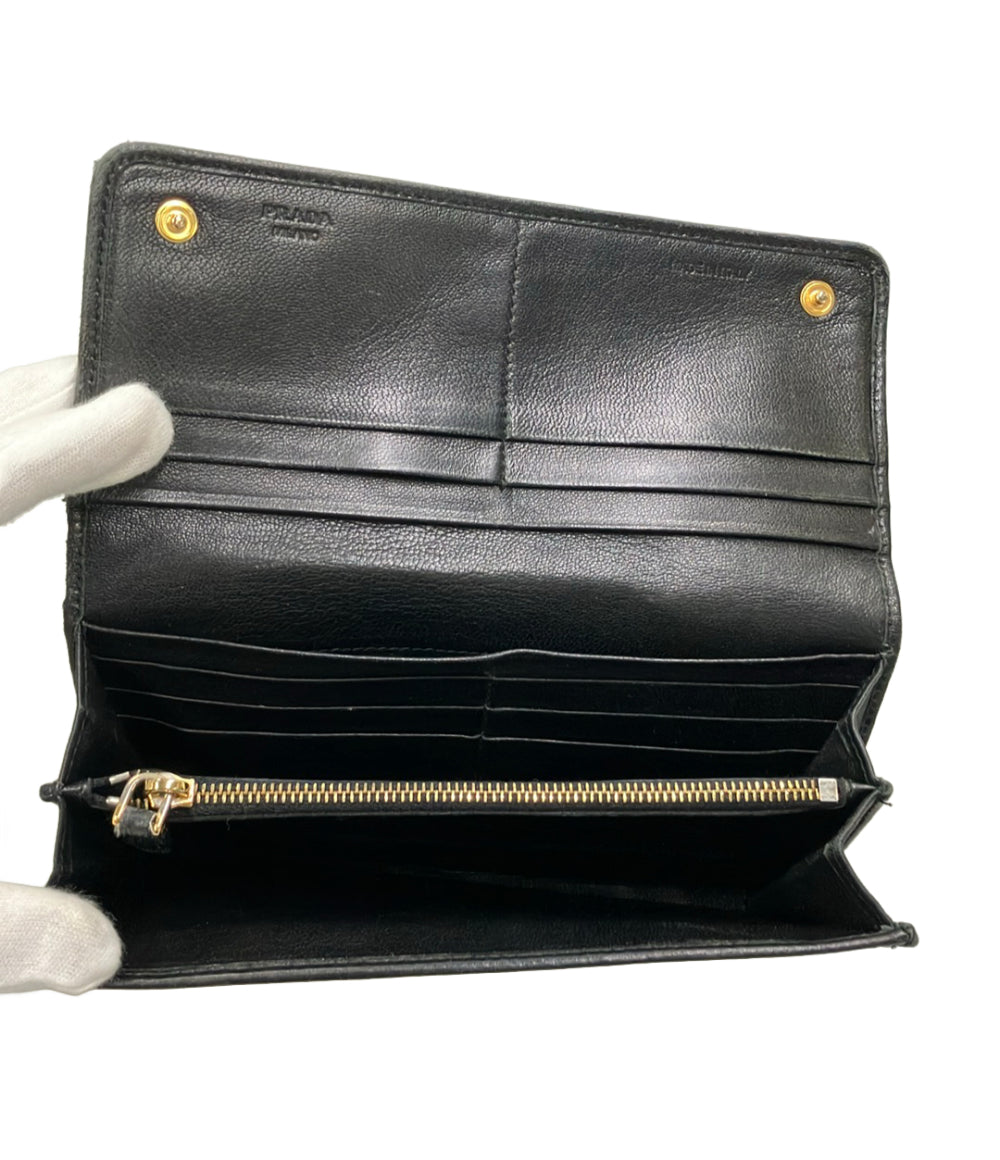 PRADA 二つ折り長財布 ギャザーレザー レディース プラダ
