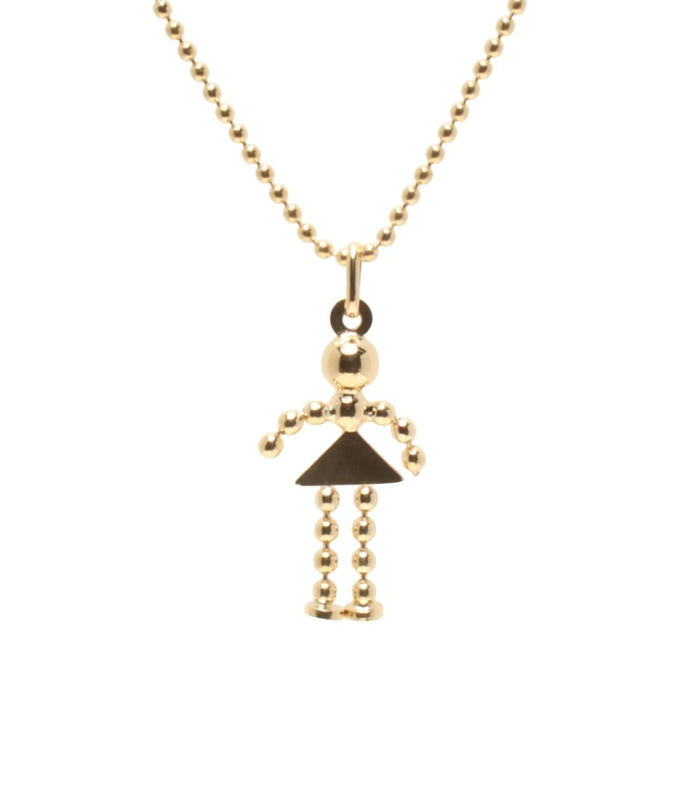 美品　UNOAERRE ウノアエレ　18K リボンチャーム 美品 ウノアエレ ネックレス K18 ドールモチーフ 人形モチーフ