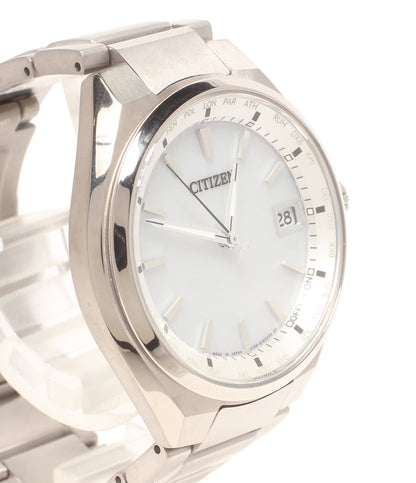 美品 CITIZEN 腕時計 電波ソーラー アテッサ ATTESA ソーラー ホワイト H149-S118921 メンズ シチズン