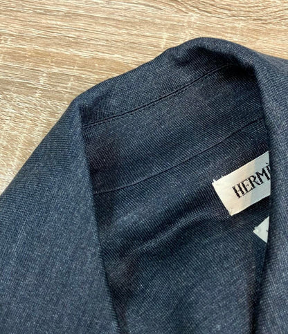 HERMES ロングシャツカーディガン チャコール スターマークタグ レディース SIZE 38 (M) エルメス