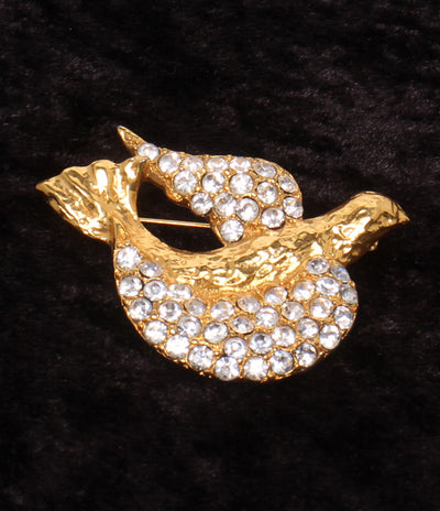 美品 YVES SAINT LAURENT ブローチ ラインストーン 鳥モチーフ レディース イヴ・サンローラン