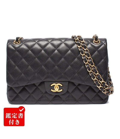 CHANEL チェーンショルダーバッグ ダブルチェーン ダブルフラップ キャビアスキン 16番台 デカマトラッセ 30 レディース シャネル