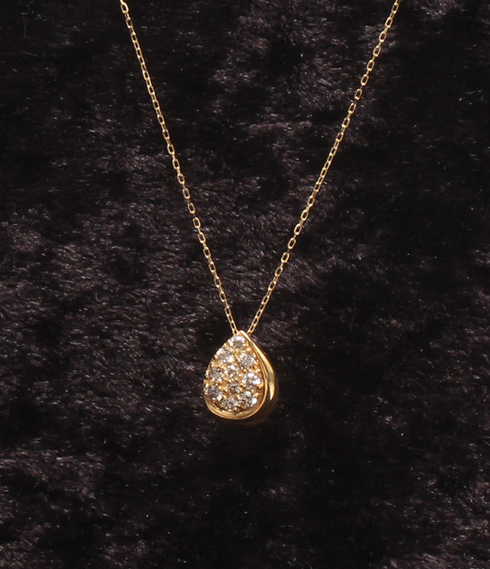 美品 ネックレス K18 ダイヤ 0.20ct 雫モチーフ レディース