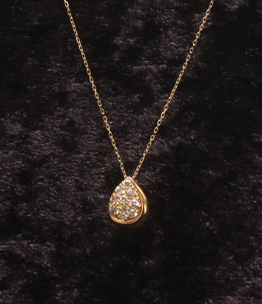 美品 ネックレス K18 ダイヤ 0.20ct 雫モチーフ レディース