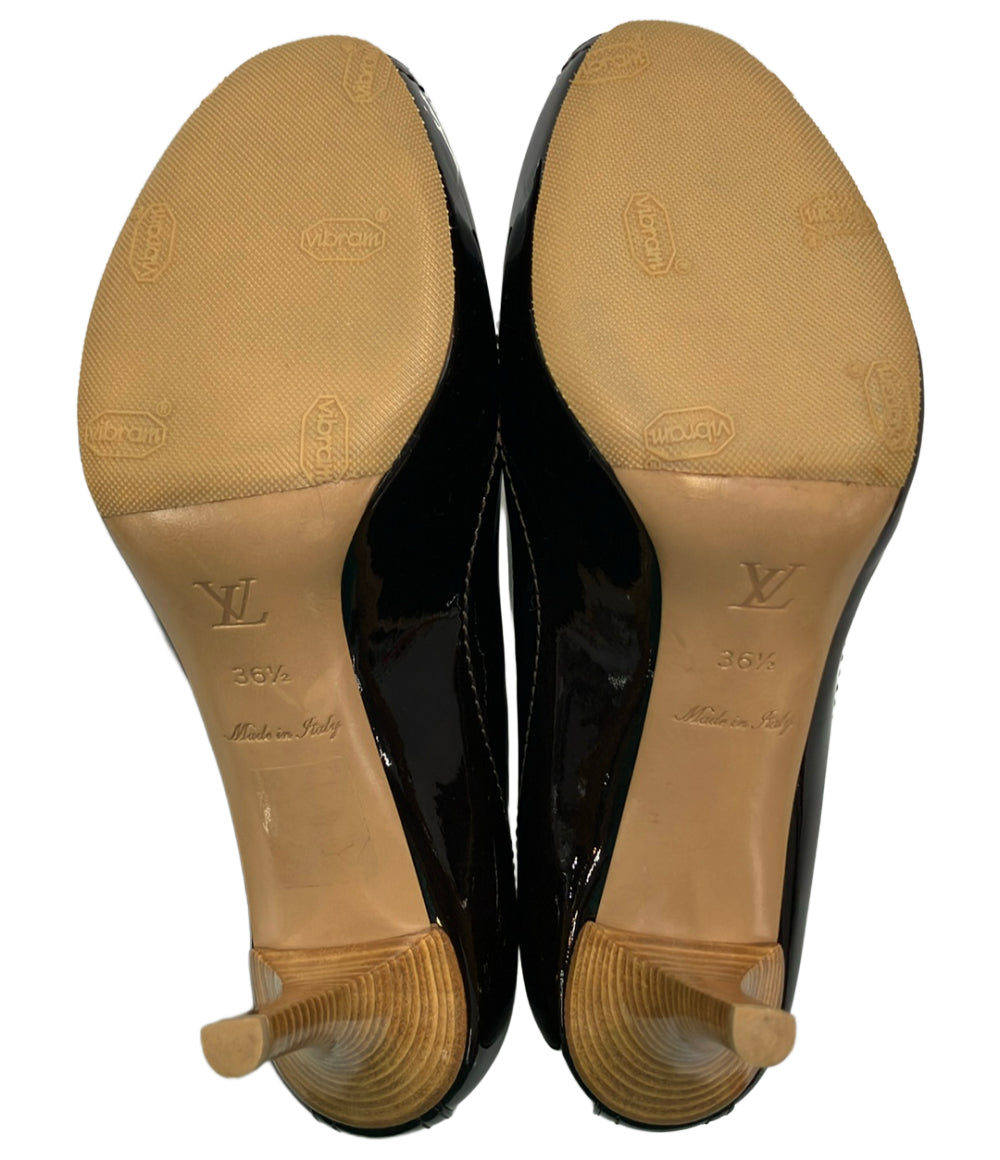 美品 LOUIS VUITTON ダミエ オープントゥエナメルパンプス SC 0181 レディース SIZE 36 1/2 ルイ・ヴィトン