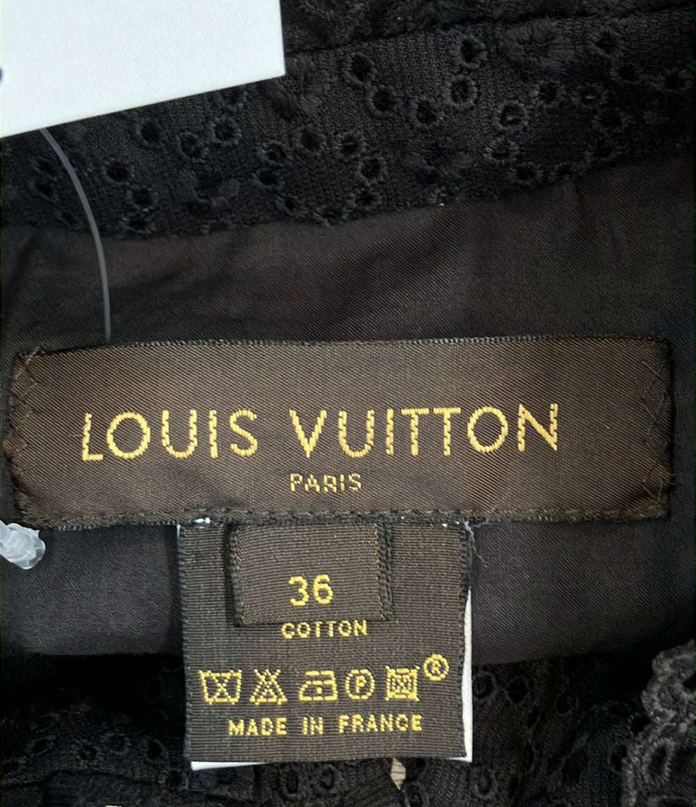 訳あり LOUIS VUITTON スタンドカラー半袖ブラウス レディース SIZE 36 (S) ルイ・ヴィトン