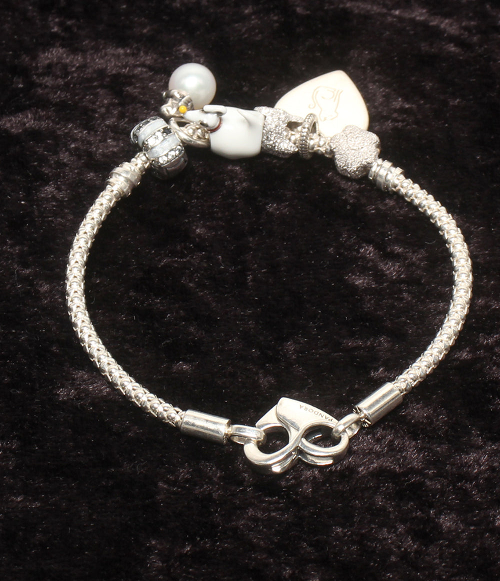 美品 PANDORA Disney ブレスレット SV925 6チャーム ハートモチーフ ナイトメアービフォアクリスマス レディース パンドラ