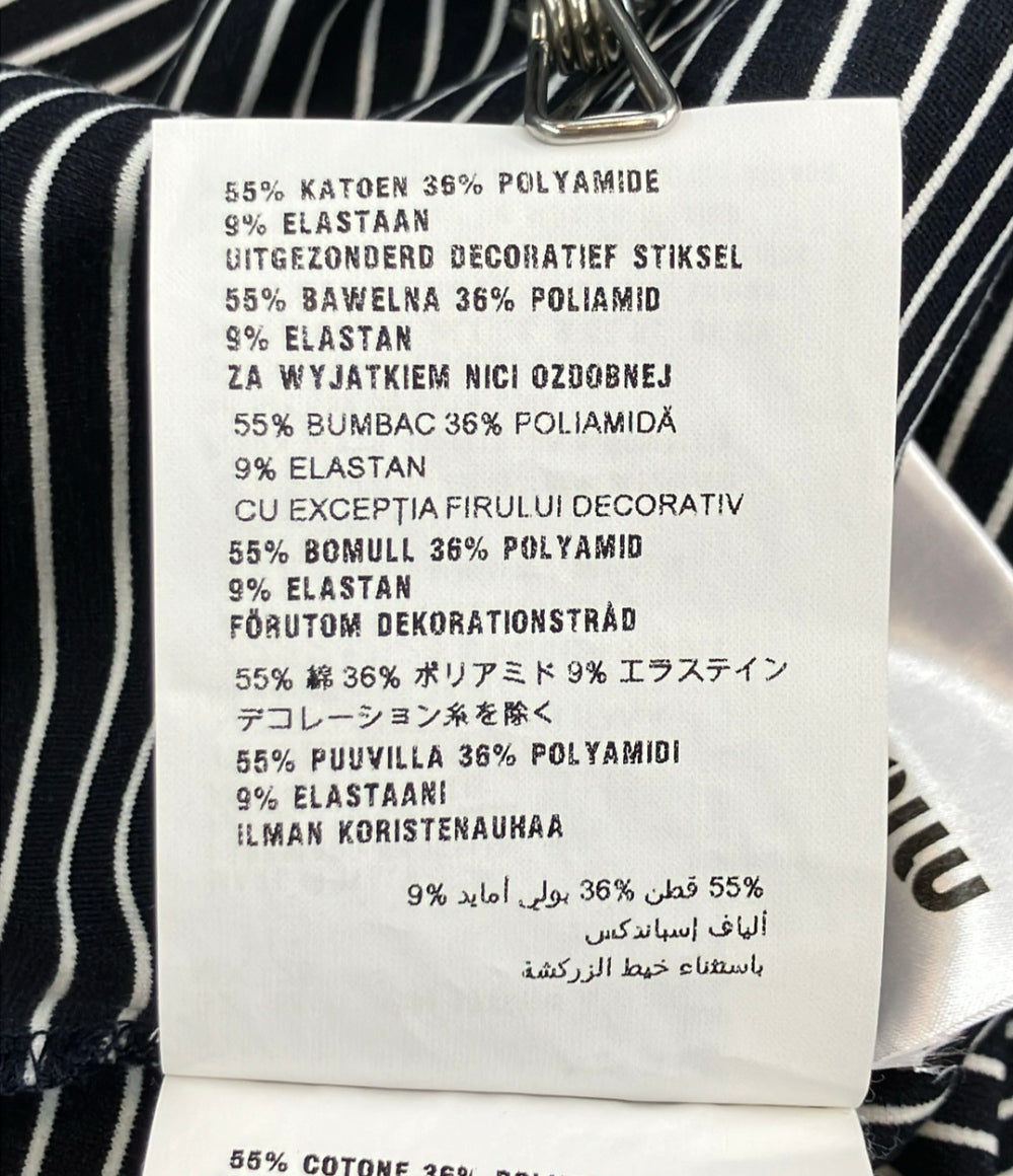 美品 Miu Miu 半袖 ボーダー柄 Tシャツ MJN013 レディース SIZE M ミュウ ミュウ