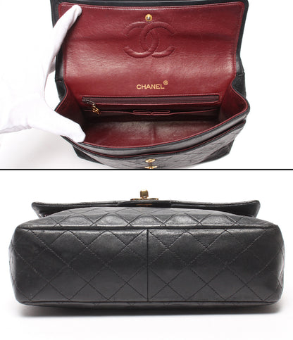 CHANEL チェーンショルダーバッグ 肩掛け ゴールド金具 マトラッセ25 ラムスキン ダブルチェーン ダブルフラップ 1番台 レディース シャネル