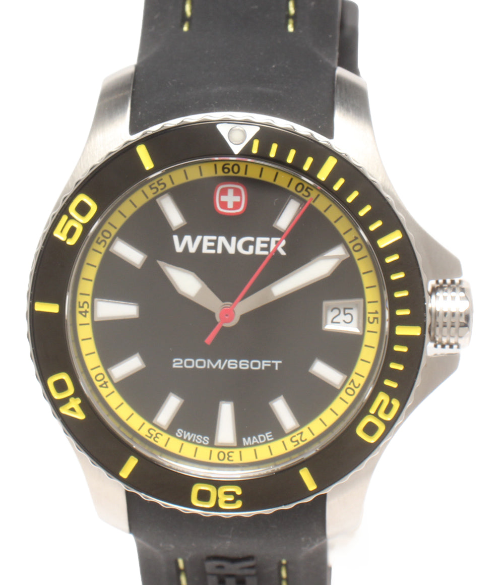 美品 WENGER 腕時計 シーフォース クオーツ ブラック 0621.10 メンズ ウェンガー