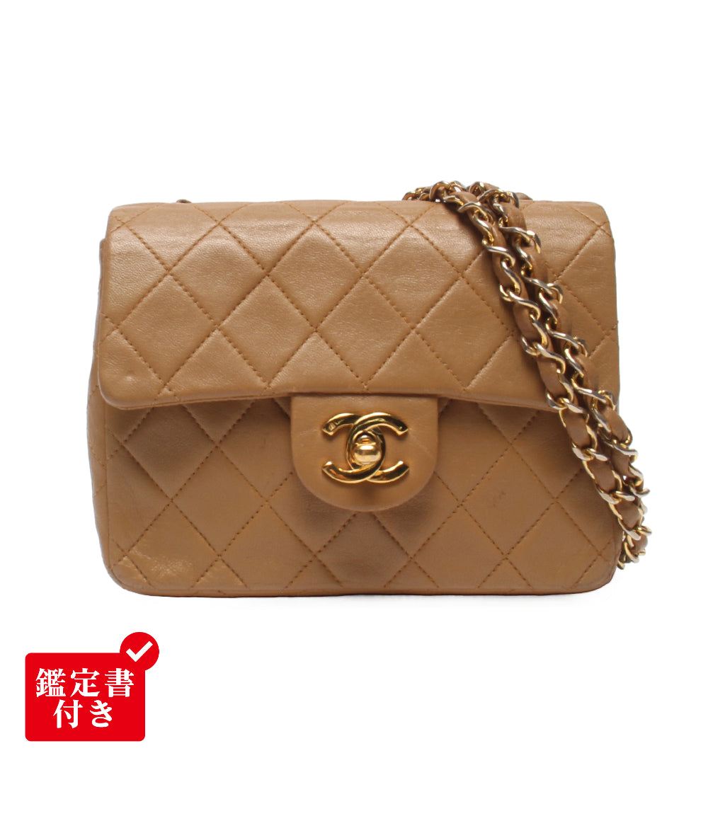 CHANEL チェーンショルダーバッグ 斜め掛け ゴールド金具 ラムスキン 1番台 マトラッセ レディース シャネル