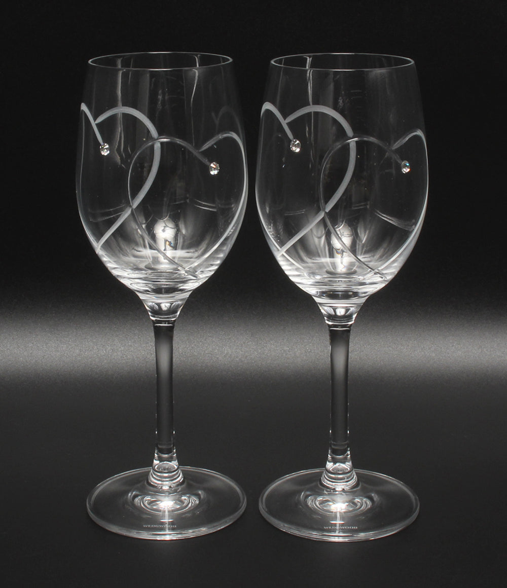 美品 WEDGWOOD プレート 大皿 27cm ワイングラス ペア 3点セット ワイルド ストロベリー ブルーム プロミシス トゥーハーツ ウエッジウッド